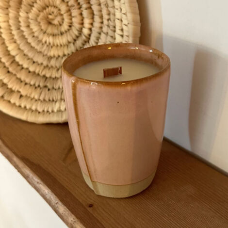 Bougie végétale - Mug Faro rose - fait main - 190gr