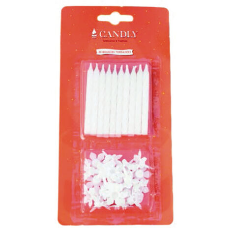 Bougies Anniversaire Blanches Blister De 20 - Eurobougie