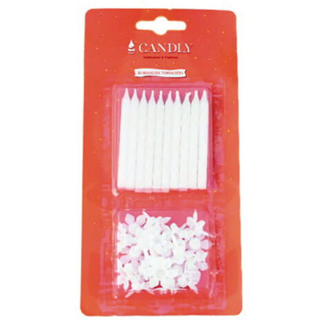 Bougies Anniversaire Blanches Blister De 20 - Eurobougie