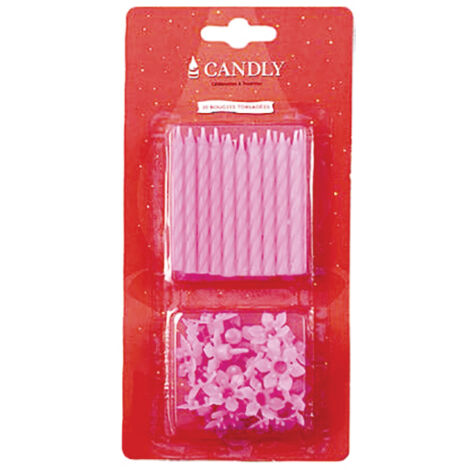 Bougies Anniversaire Roses  Blister De 20 - Eurobougie