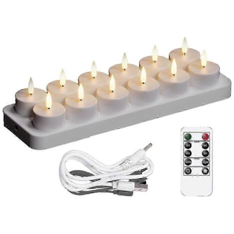 Bougies chauffantes rechargeables, lot de 12