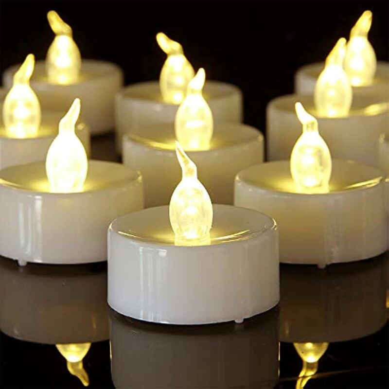 Bougies chauffe-plat LED x12 – piles, sans flamme, vacillantes, déco mariage/fête/Noël