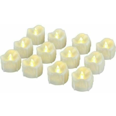 Bougies LED, bougies chauffe-plat LED , bougies sans flamme avec minuterie, mode automatique : 6 heures allumées et 18 heures éteintes, 3,2 x 3,6 cm, lot de 12, blanc chaud