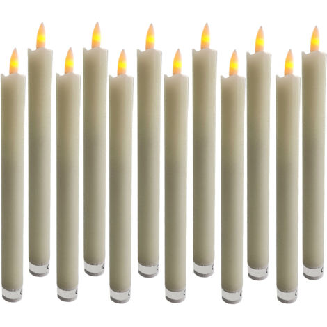 Bougies LED en bâton 25 cm - 12 pièces (Lot de 6x2)