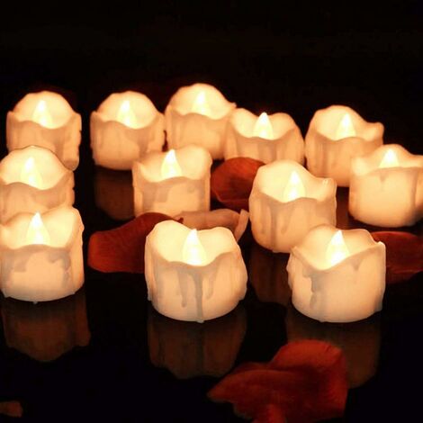 Bougies LED Flamme Vacillante Lumière,Home Lot de 12 Bougies LED à Batterie Éclairage Ultra Réaliste Décoration Festive Lights pour Noël Anniversaire Soirée Piles Incluses - Blanc Chaud