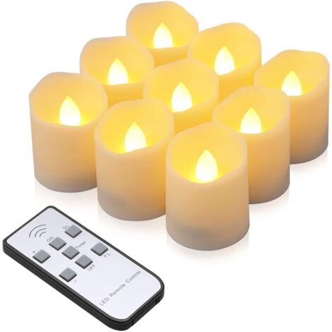 Bougies LED, Lot de 9 bougies LED sans flamme aveCôtélécommande et minuterie Bougie électrique pour les décorations de Noël de mariage à la maison, blanc chaud (sans batterie)-Fei Yu