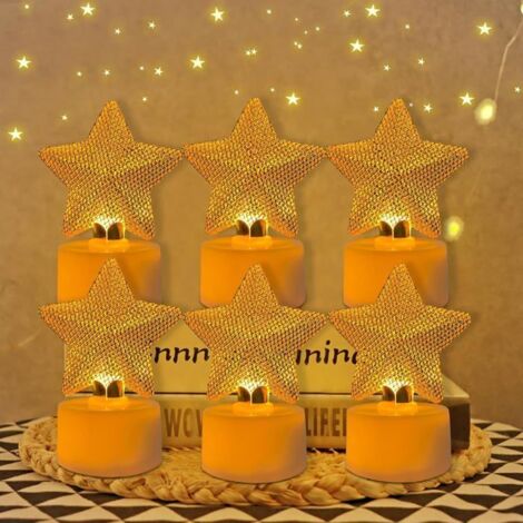 Bougies LED MICH pour chauffe-plats - Lot de 6 - Métal - Sans flamme - Décoration de Noël - Fonctionnent sur piles