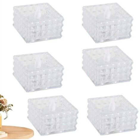 Bougies Lumineuses 6 Pièces Cube LED Chauffe-Plat Électriques Sans Flamme Fausses Décorations pour Mariage Halloween