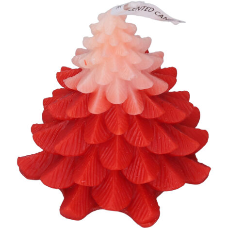 Bougies Parfumées en Forme de Sapin de Noël - Décoration de Table Élégante pour Chambre, Blanc et Rouge