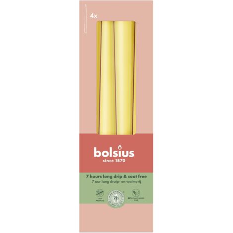 Bougies pointues carton de 4 jaune soleil