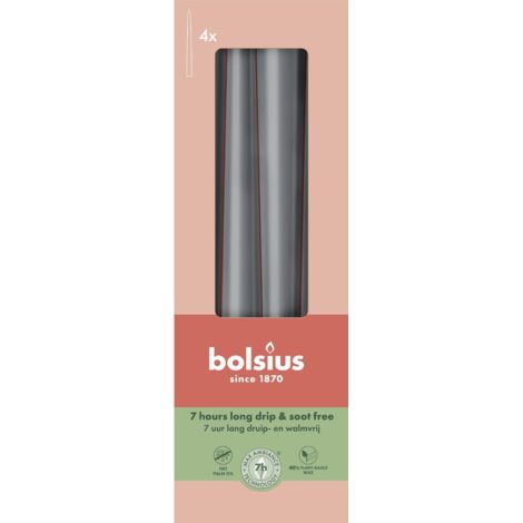 Bougies pointues, lot de 4, gris tempête