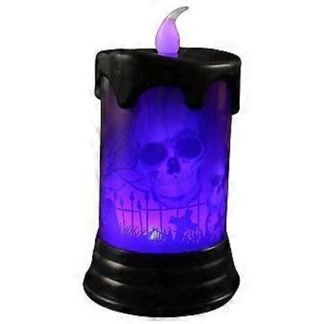 Bougies sans flamme SZTXJ pour Halloween, bougies LED sans flamme pour Halloween - Bougies piliers LED en cire véritable, fonctionnant sur piles, lumière chaude avec château, sorcière et autocollant
