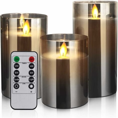 Bougies sans flamme vacillantes Batterie fonctionnant avec télécommande et  minuterie, 3x6 pouces pour intérieur ou