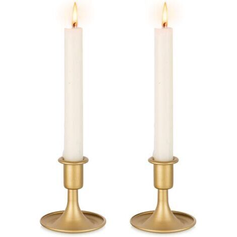 Bougroir Doré Chandelier Rétro en Or: Lot de 2 Porte-Bougies en Métal Bougeoirs Mariage pour Bougies Conique Perfect pour Centre de Table Noël Fête ou Décoration d'intérieure