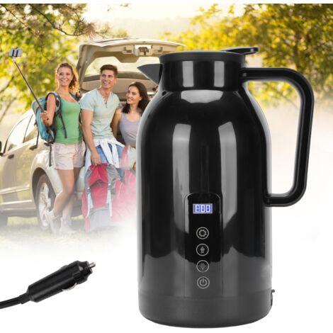 Bouilleur Automobile 1300ml Intérieur Inox Anti-Fuite Anti-Ébullition avec Affichage Digital et Chauffage Rapide 12-24V