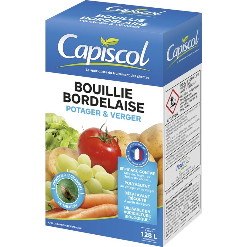 Capiscol - Bouillie Bordelaise Potager et Verger 800g de Poudre 128L de Solution Utilisable en Agriculture Biologique