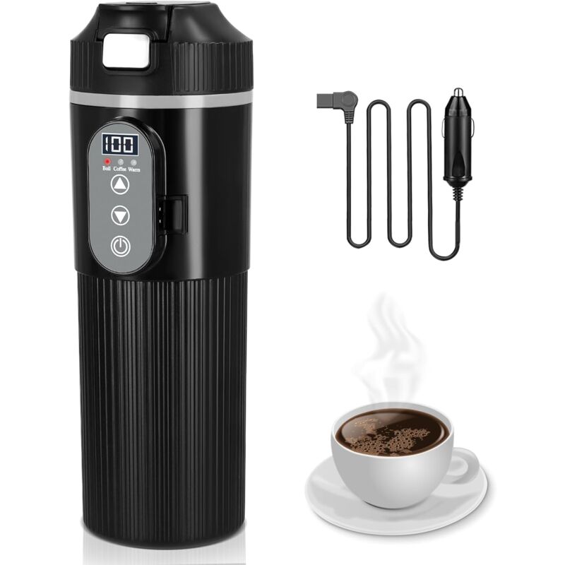 Bouilloire 12v, Bouilloire de Voyage 500ml 12 V-24 V Mini Bouilloire Electrique Bouilloire Portable Tasse Chauffante de Voiture Tasse D'ébullition