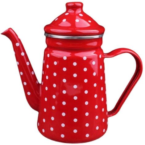 Bouilloire à Café Émaillée 1,2L - Théière pour Infusion et Versement - Rouge