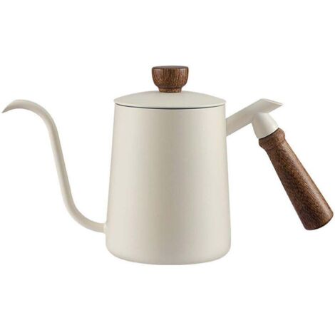 Bouilloire à café filtre en acier inoxydable 600 ml, résistante à la chaleur, beige, idéale pour la préparation du café à la maison.