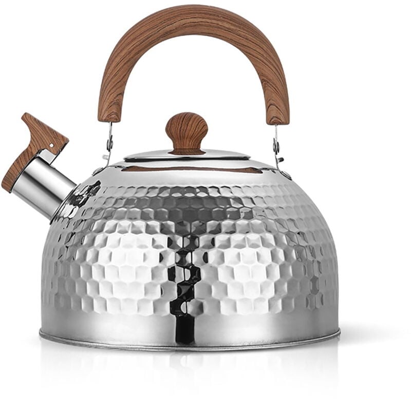 Bouilloire à eau en acier inoxydable avec sifflet, grande capacité, fond plat pour cuisinière à gaz et à induction, pour faire bouillir de l'eau