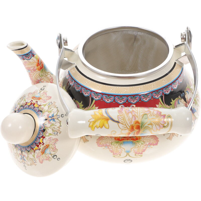 Bouilloire à eau en émail pour service à thé Bouilloire à eau bouillante Bouilloire à thé chaude de cuisine