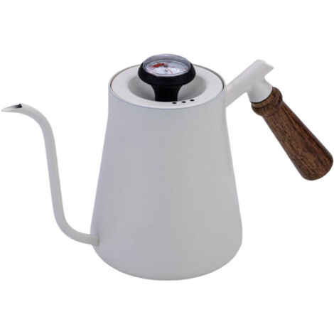 Bouilloire à Thé en Acier Inoxydable avec Poignée en Bois & Thermomètre - Contrôle Précis de la Température, Idéal pour le Thé et le Café