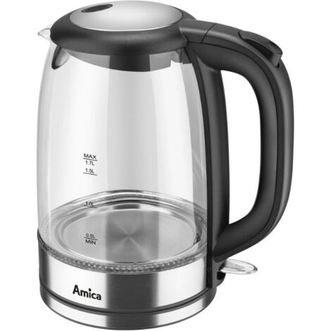 BOUILLOIRE AMICA KD 2050G NOIR TRANSPARENT VERRE PLASTIQUE 2200 W 1,7 L - MARQUE : AMICA - EAN : 5906006942229 1194222