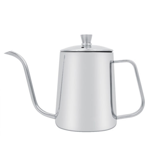 Bouilloire Café Inox 550ml Bec Long avec Couvercle pour Cuisine et Coffee Shop