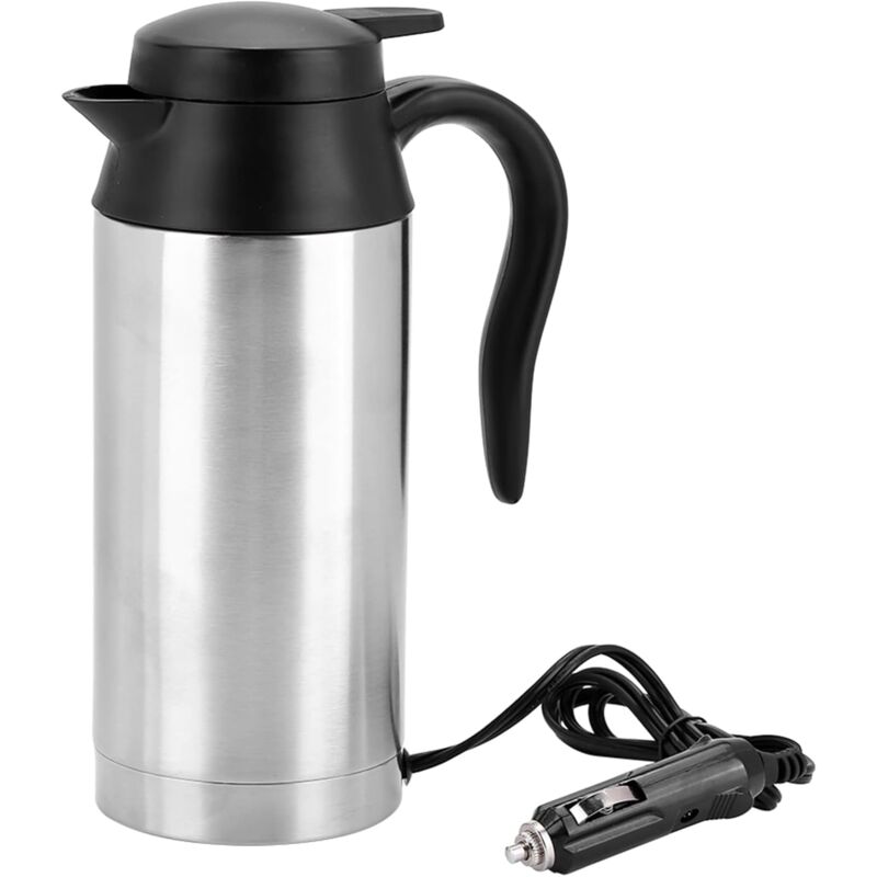 Bouilloire Chauffante Électrique 24 v, Bouilloire Électrique de Voiture 750 Ml, Thermos de Voyage Électrique en Acier Inoxydable pour Chauffer L'eau,