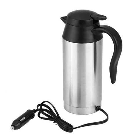 Bouilloire chauffante électrique en acier inoxydable pour voiture, 750 ml, 12 V, pour allume-cigare