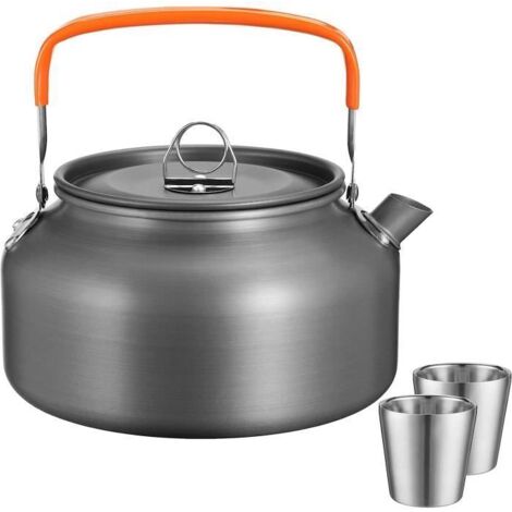 Bouilloire de Camping - Ultra-légère - Aluminium Anodisé - 1,2 L - Tasse Isolante - Sac en Filet