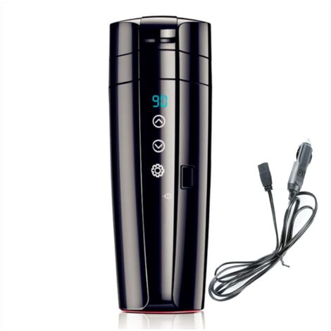 Bouilloire de voyage pour voiture 12 V, 350 ml, tasse chauffante portable pour allume-cigare, bouilloire étanche avec écran tactile, idéale pour le camping.