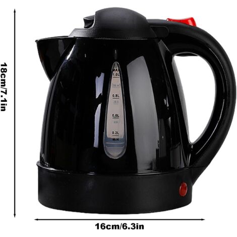 Bouilloire électrique 12 V 1000 ml, bouilloire de voyage à chauffage rapide, chauffe-eau en acier inoxydable pour voiture, noire