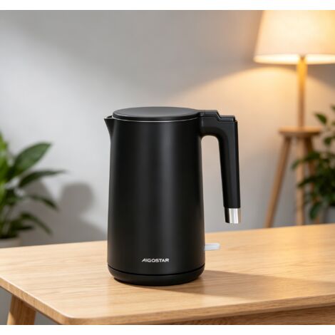 Bouilloire électrique 1.5L 2200W chauffage rapide, acier inoxydable, arrêt automatique et protection contre séchage, pour cuisine maison, pratique et sécurisée