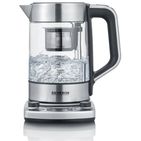 Bouilloire électrique 1,7 L 3000 W en inox – Température réglable 40-100°C – Socle 360° sans fil – Filtre à thé amovible