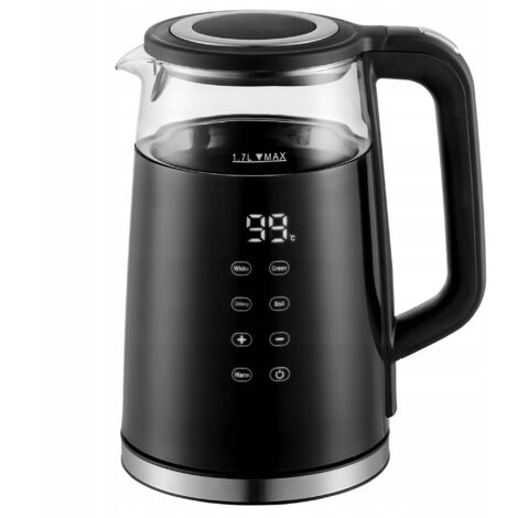 Bouilloire Électrique 1,7L avec Écran Tactile 2200W en Verre et Inox 4 Programmes, Température Réglable 40-100°C Maintien au Chaud