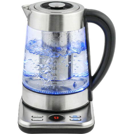 Bouilloire électrique 1,7L, chauffe-eau rapide 2200W avec thermostat Strix UK, infuseur à thé, fonction maintien au chaud