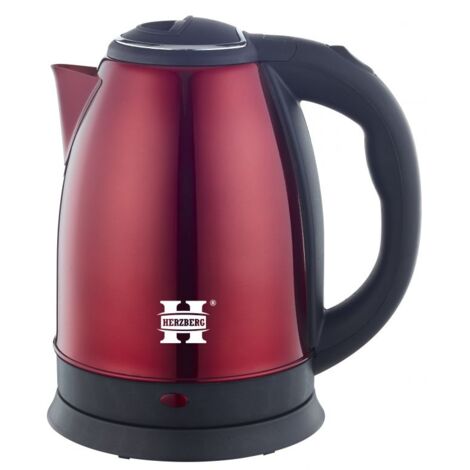 Bouilloire électrique 1.8L inox sans fil rouge Herzberg HG5011-RED