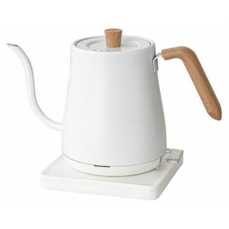 bouilloire électrique, Bouilloire pour le café et le thé 800ml 1200 W, Acier inoxydable，grain de bois blanc