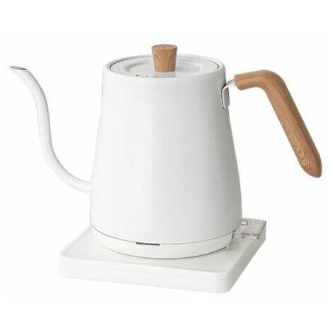 Bouilloire électrique, Bouilloire pour le café et le thé 800ml 1200 W, Acier inoxydable，grain de bois blanc
