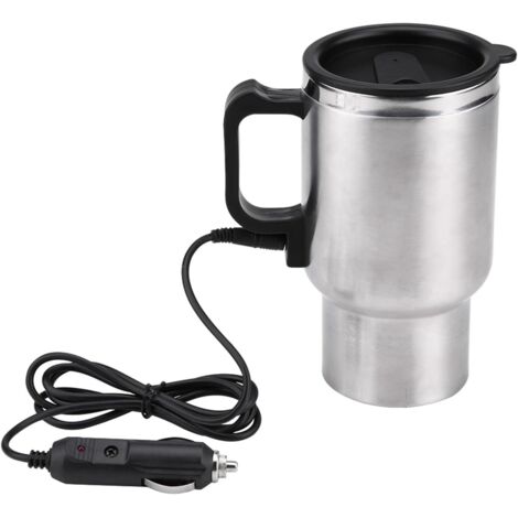 Bouilloire électrique de Voiture 12 V, Tasse chauffante de Voyage en Acier Inoxydable de 450 ML pour l'eau Chaude, Le café et Le thé  Prise Allume-Cigare Compatible avec la