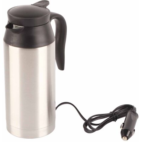 Bouilloire électrique de voiture en acier inoxydable 750 ml pour café et thé, compatible avec les tasses isothermes et chauffe-eau (12 V).