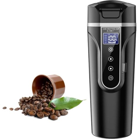 Bouilloire électrique de voyage 12 V/24 V 500 ml tasse chauffante portable pour voiture camion température réglable LED affichage numérique intelligent en acier inoxydable SUS304