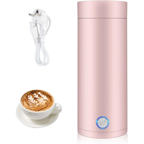 Bouilloire électrique de Voyage , 3 en 1 Mini Bouilloire 400ml Bouilloire Portable de Voyage Acier Inoxydable 300W 5 Minutes de Cuisson Rapide Mug Chauffant pour Lait Café Thé , Rose