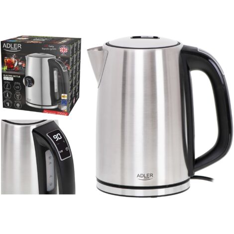 BOUILLOIRE ÉLECTRIQUE EN ACIER, RÉGULATION DE TEMPÉRATURE 1,7L 2200W INOX ADLER AD1340