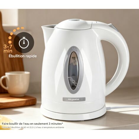 Bouilloire électrique en plastique Aigostar 2200W 1,7L, arrêt automatique, base pivotante à 360°, pratique et fonctionnelle pour un usage domestique