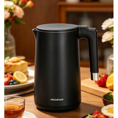 Bouilloire Électrique Haute Puissance 2200W, Capacité 1,5L, Chauffage Rapide Silencieux, Corps en Acier Inoxydable, Sécurité Anti-Surchauffe, Sans BPA, Idéale pour la Maison et le Bureau