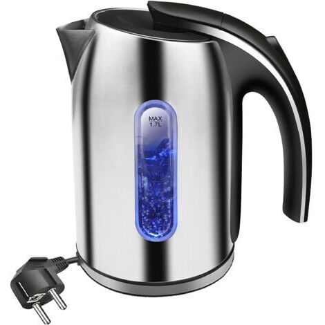 Bouilloire électrique Inox avec illumination LED, capacité de 1,7 litres, Bouilloire Électrique en acier inoxydable, 2200W sans BPA, Auto-Arrêt & Protection Anti-Ébullition à Secdengyank
