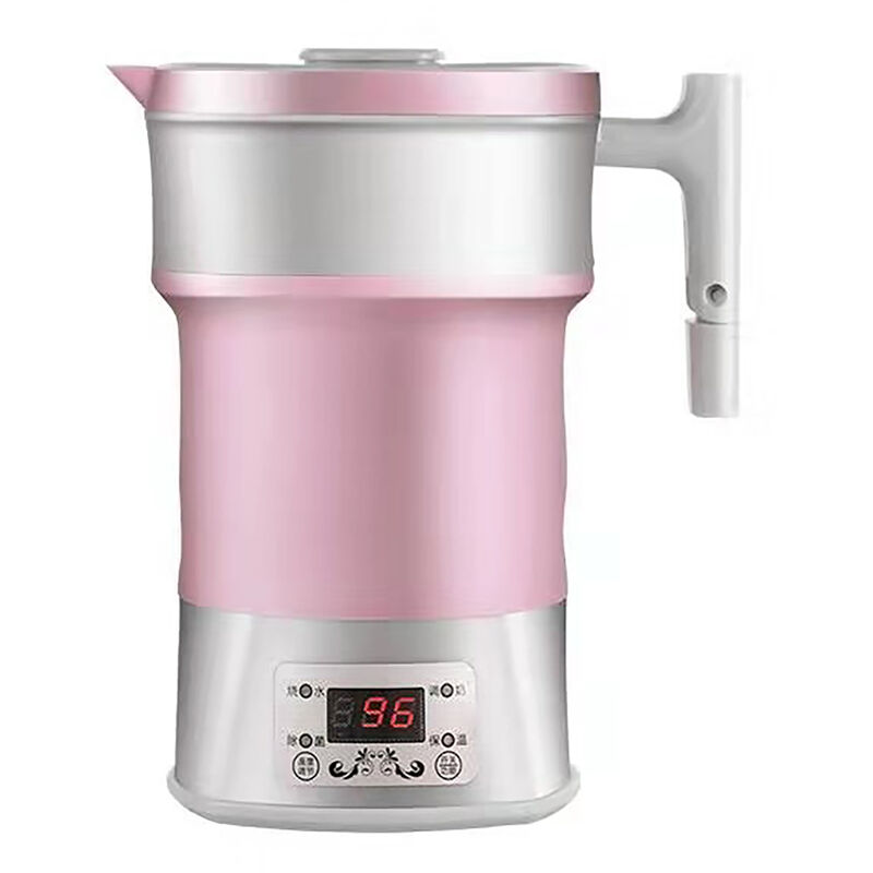 Bouilloire électrique pliable 110 V-220 v, 800 w, en silicone, portable, pliable, contrle thermostatique, bouilloire à eau chaude, prise ue, rose,