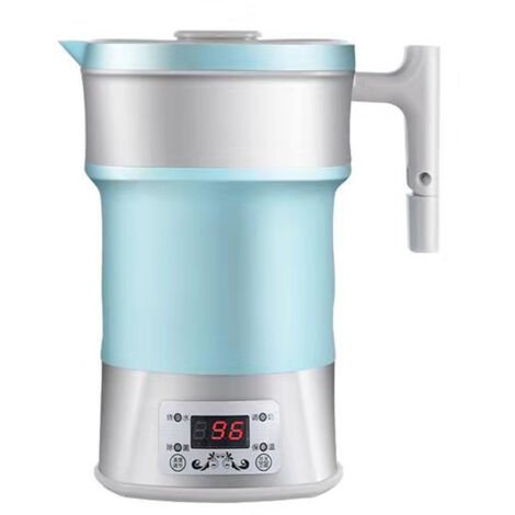 Bouilloire Électrique Pliable 800W Silicone, Thermostat Réglable, 110V‑220V, Portable et Compacte, Bleue, Prise UE